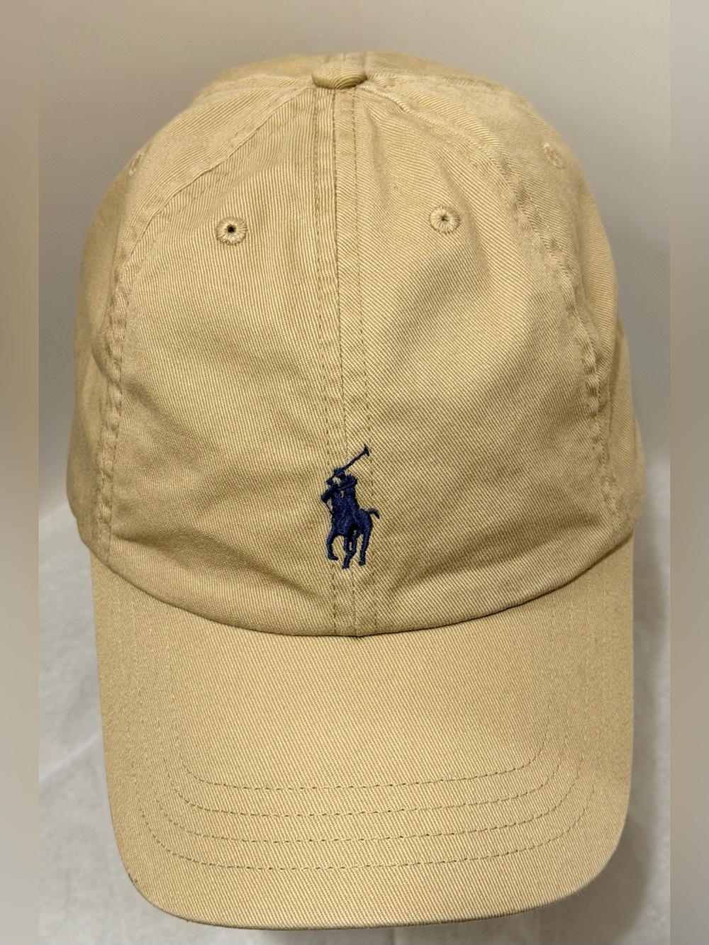 Polo Ralph Lauren Khaki Baseball Cap Navy Pony Logo Adjustable Unisex